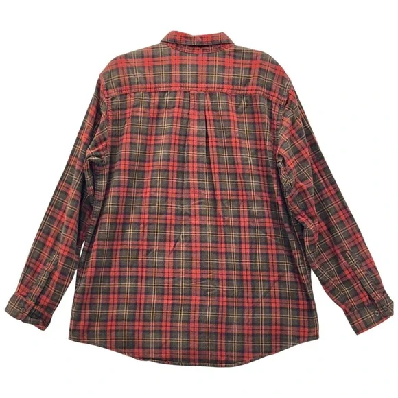 LL Bean Mens Flannel Shirt Mens Green Large - Picture 2 of 14
